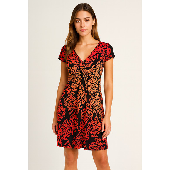 Soma Dresses & Skirts - Soma Ombre Damask Short Sleeve V-Neck Jersey Mini Lightweight Sleep Dress Large